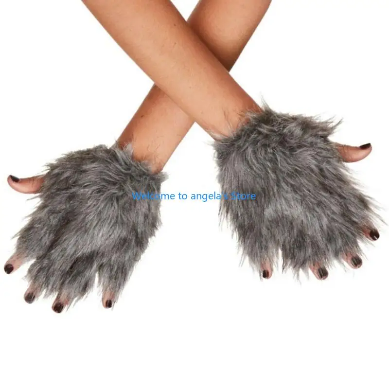 X4YC Katzen Krallenhandschuhe Fursuit Tier Wolf Füchse Pfoten Fäustlinge Halloween Cosplay Kostüm Zubehör Therians Gear Damen