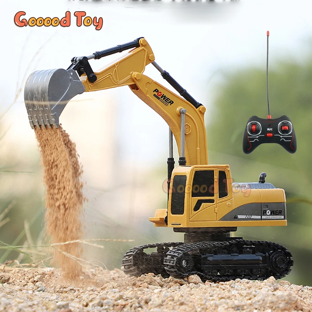 

Rc Excavator 1/24 2.4G Radio Controlled Cars Crawler Tractor Model 6Ch Engineering Car Digging Soil Truck Sound Toy for Boy Kid