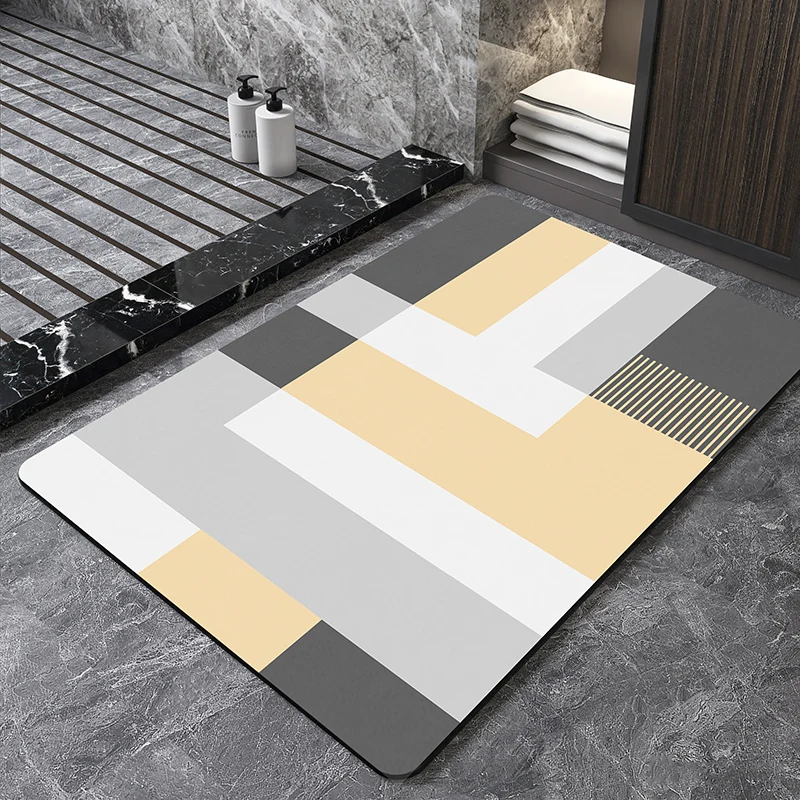 Nordic Geometric Diatomite Bath Mat Bathroom Super Absorbent Foot Mats Non Slip Quick Dry Toilet Shower Toilet Room Rugs Doormat