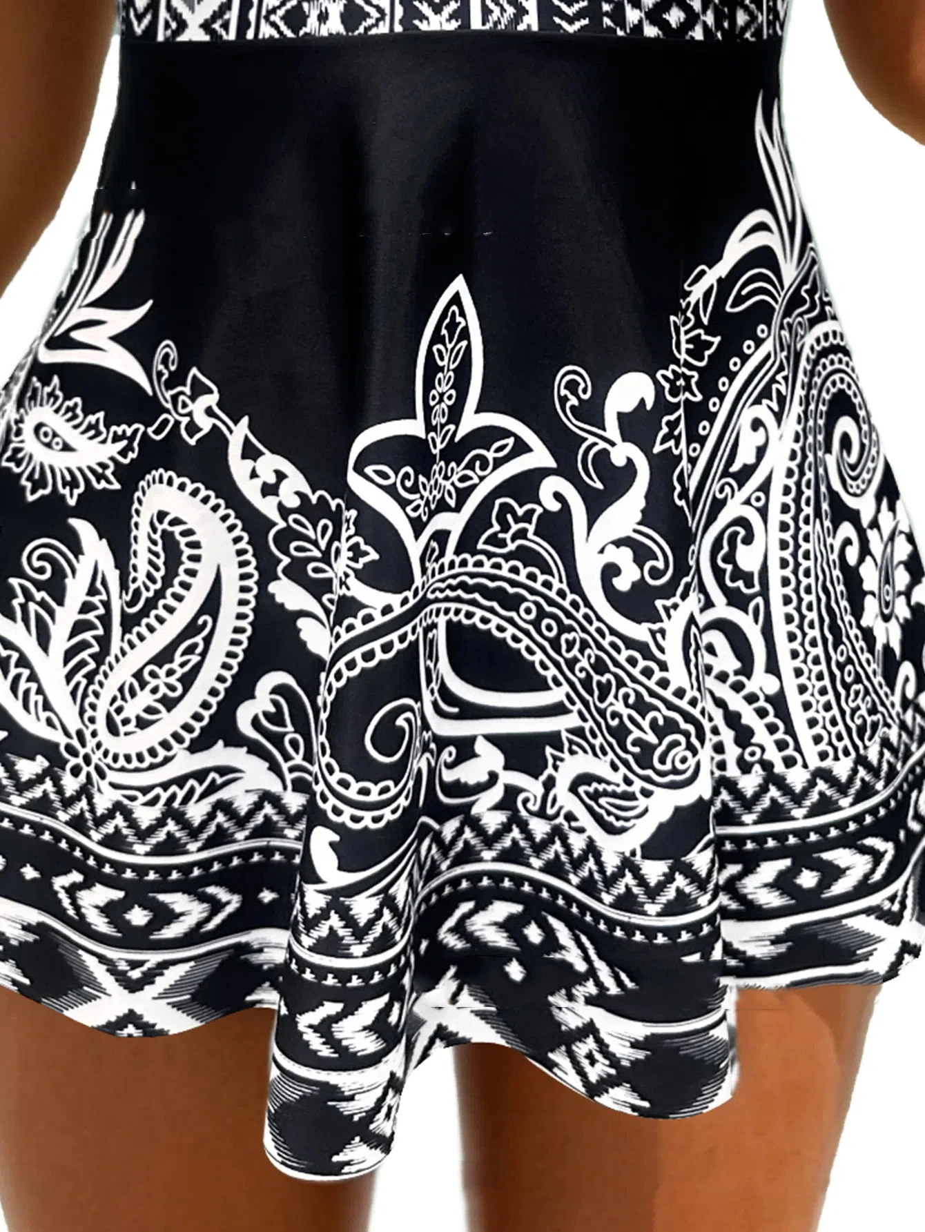 Summer Women's Floral Print Swimsuit Two-Piece High Waist Swim Bikini Set Skirted Cover-Up Conservative Swimwear Beach Holiday
