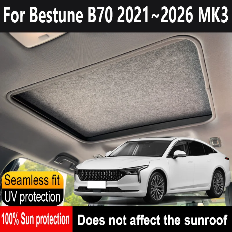 فتحة سقف السيارة العازلة قناع السقف ل Bestune B70 2021 ~ 2026 حماية من الشمس المضادة للأشعة فوق البنفسجية الامتزاز الكهروستاتيكي ستارة السماء ظلة #1