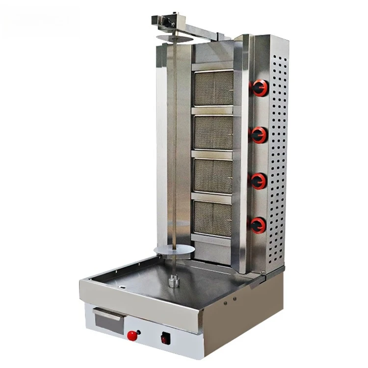 Neue 4-Brenner Gas-Shawarma-Maschine mit Automatischer Rotation, LPG Professioneller Döner-Kebab-Grill für Hähnchen-Restaurants/Kommerzielle Nutzung