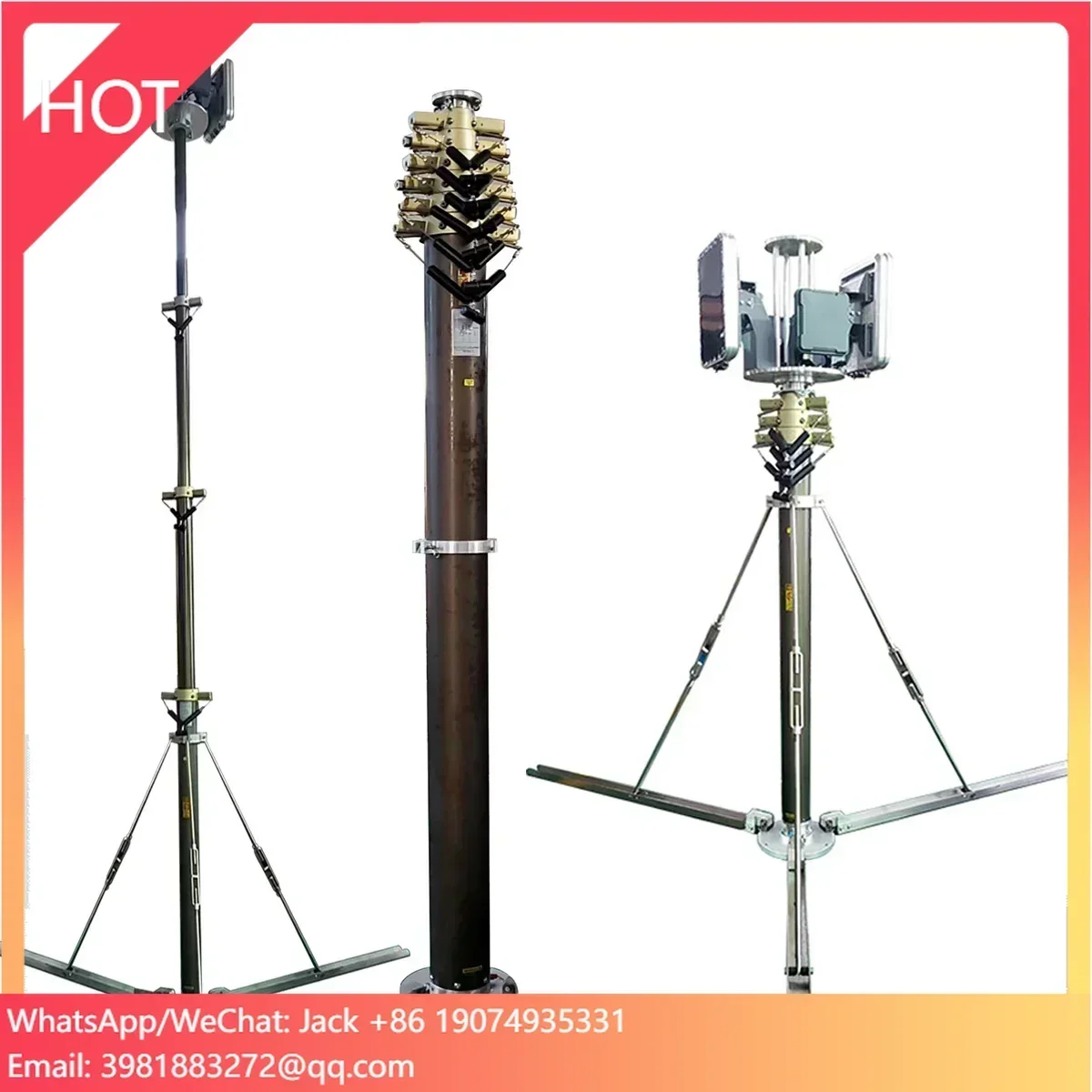 Outdoor 10m Lightning Rod Mast Cctv Camera Telescopic Mast with Tripod