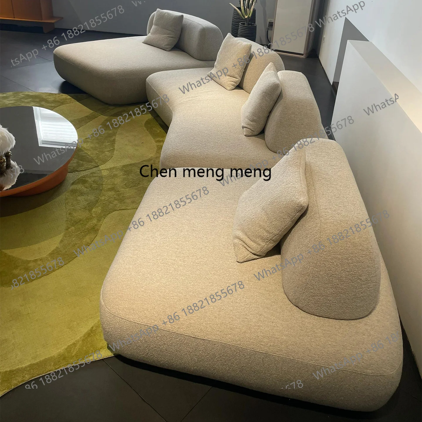 Italian modular sofa horizontal hall combination living room corner fabric double-sided seating sofa