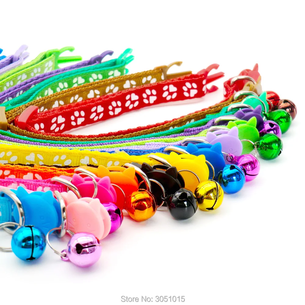 12 PCS LOT Breakaway Cat Collars Safety Kitten Adjustable Collar Bell Cat face Package includes 12 pieces