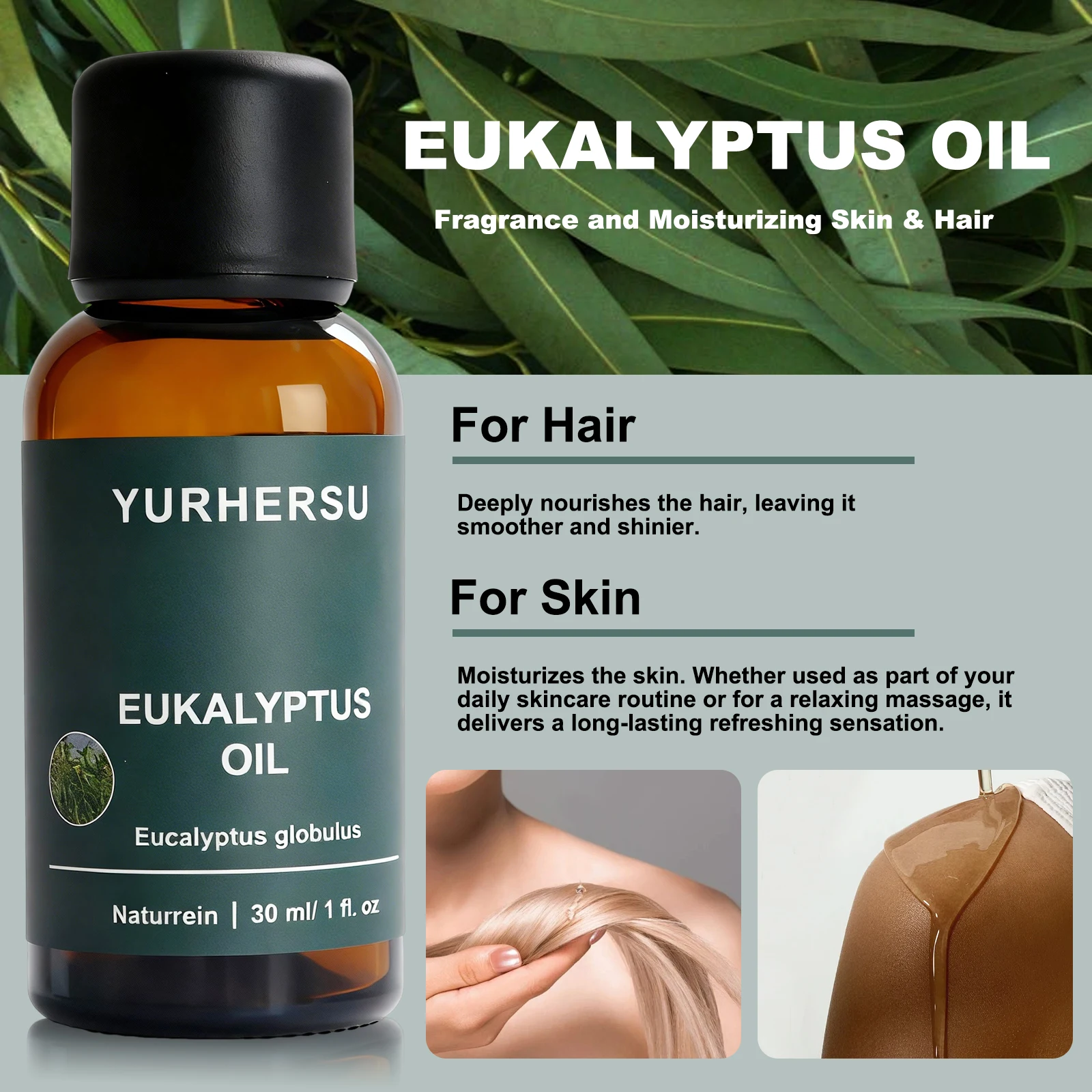 100% Pure Natural Eucalyptus Oil for Diffuser, Relaxation, Cold Relief, Skin & Hair Care, 30ml Bottle image 6