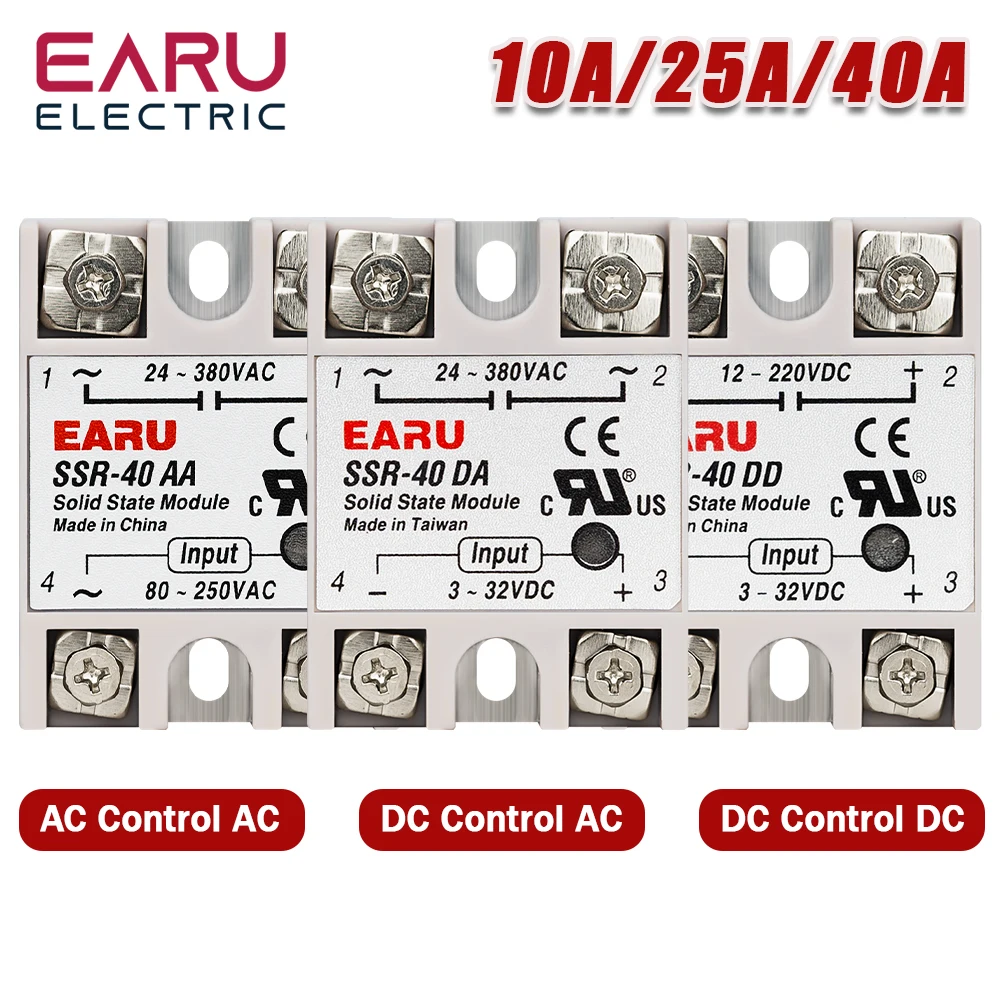 1 szt. Przekaźnik półprzewodnikowy jednofazowy SSR-10DA SSR-25DA SSR-40DA SSR-40AA SSR-40DD SSR 10/25/40A DD DA AA do kontroli temperatury