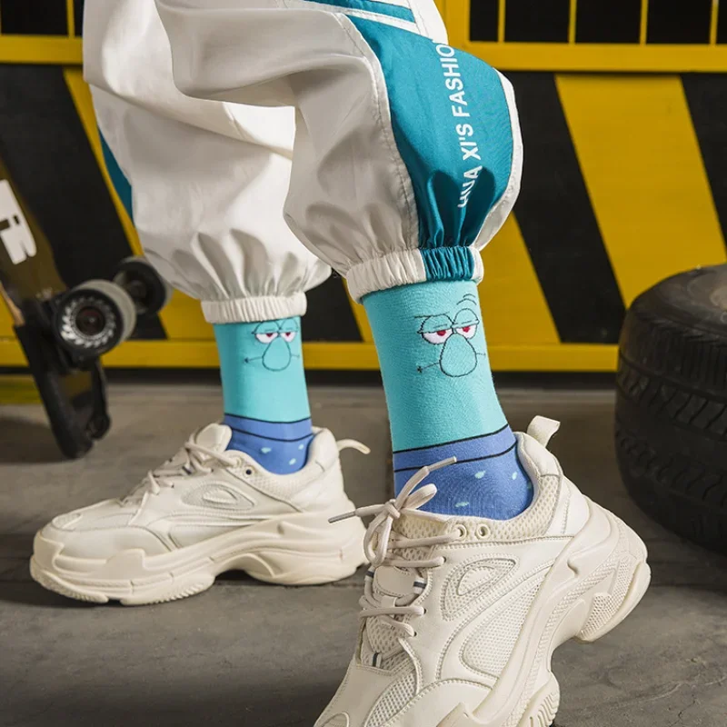 SpongeBob Patrick Socks Squidward basket Soccer Riding calzini sportivi calza antiscivolo calza assorbente traspirante Anime