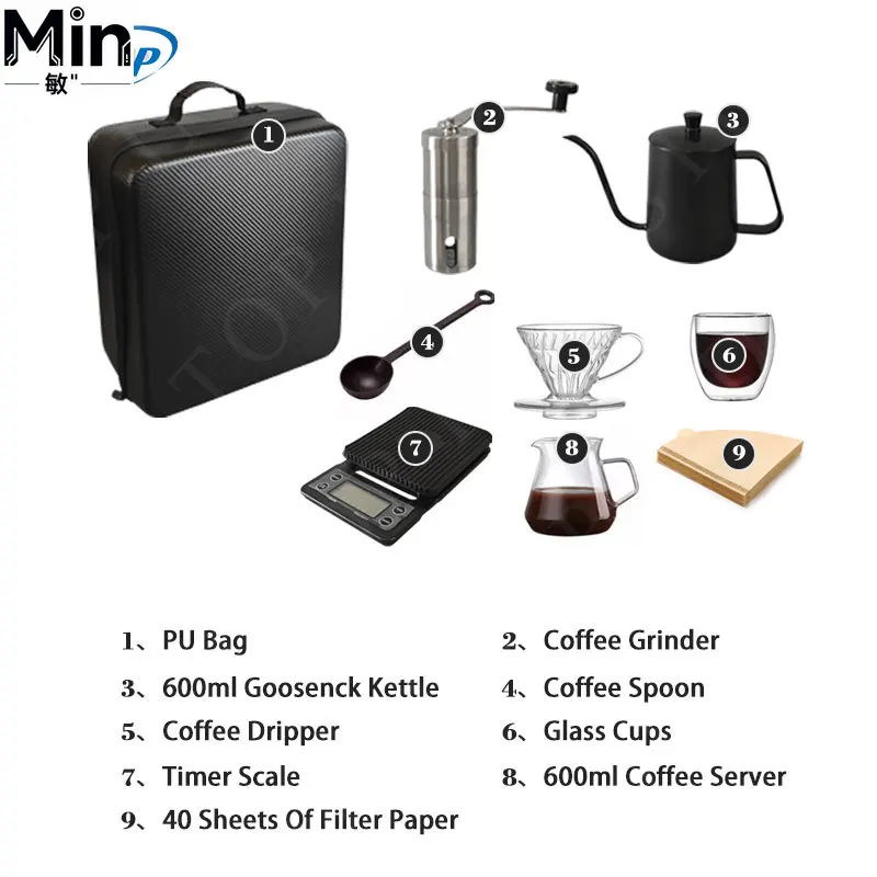 Premium Quality Barista Tools Pour Over Coffee Maker Set Coffee Dripper Pot Kit Coffee Tea Gift Set for Home Cafe Laboratory