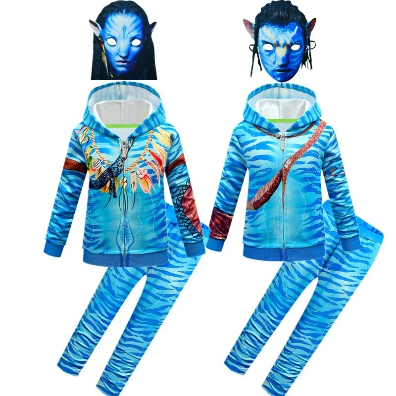 Film der Weg des Wassers Alien Cosplay 3D Kostüm Junge Mädchen Avataring 2 Cosplay Hoodie Sweatshirt Jacke Halloween Party Kostüm