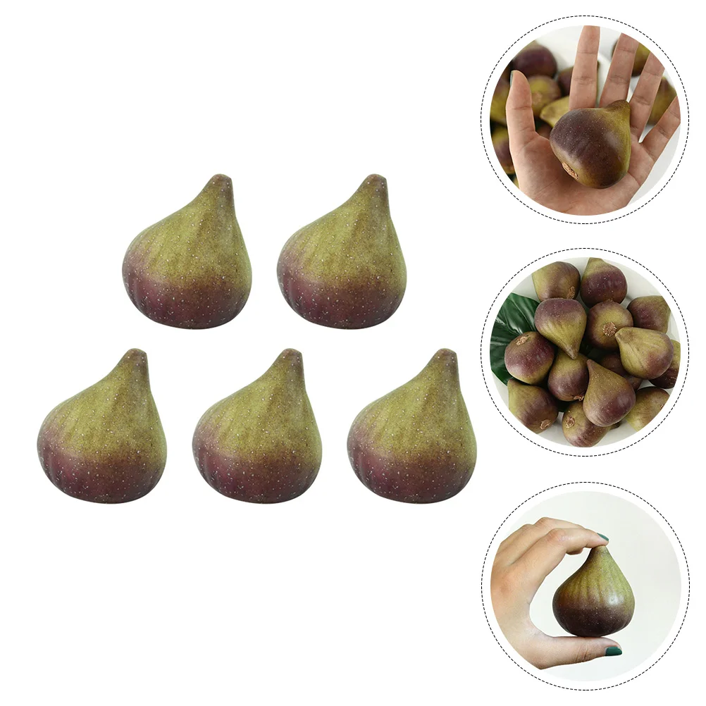 5 Pcs Decor Fruits Fig Model Toy Plaything Charm Store Props Children Green Shop Models Simulation