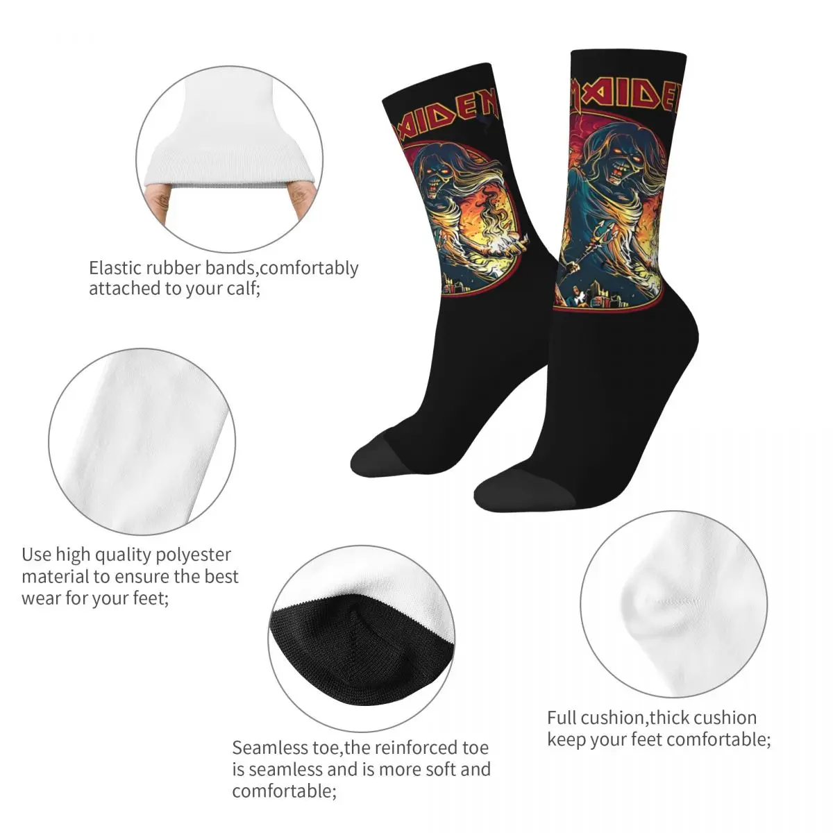 Iron Maidens Socks Fashion Stockings Women Men High Quality Outdoor Socks Spring Graphic Anti Slip Socks