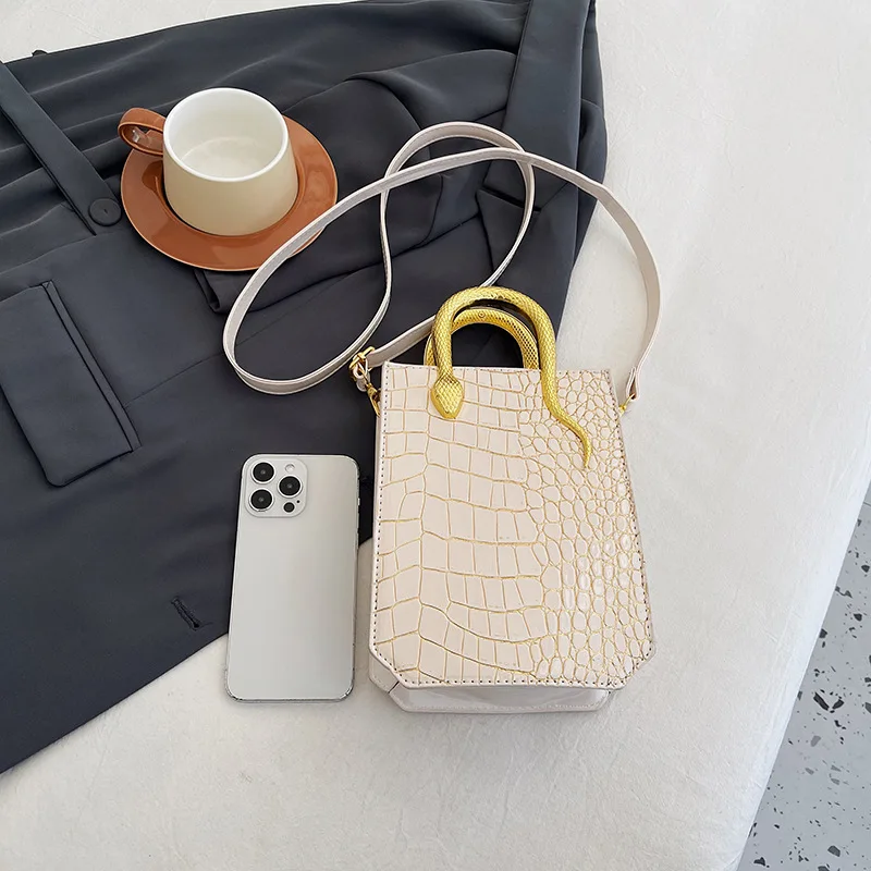 Bolsa feminina, padrão de pedra elegante, superfície brilhante retrô personalizada, sacola crossbody portátil