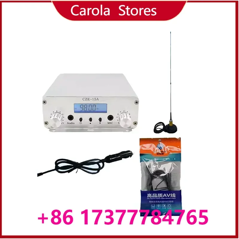 CZE-15A 15W PLL Stereo FM Transmitter, 87-108MHz Wireless Broadcast Radio Station Audio Amplifier with Adjustable 3W/15W