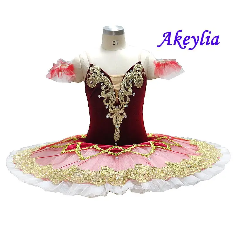 Esmeralda Tutu pancake Girl ballet Competition Professional Tutu Costumes red white velvet 7 layers nutcracker costume BLST20047