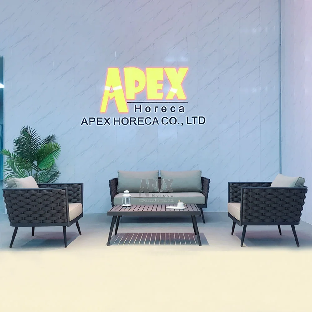 Modern Space Saving Leisure High Quality Cast Aluminum Garden Table And Chairs Rattan Woven Outdoor Furniture Sofa Garden Set