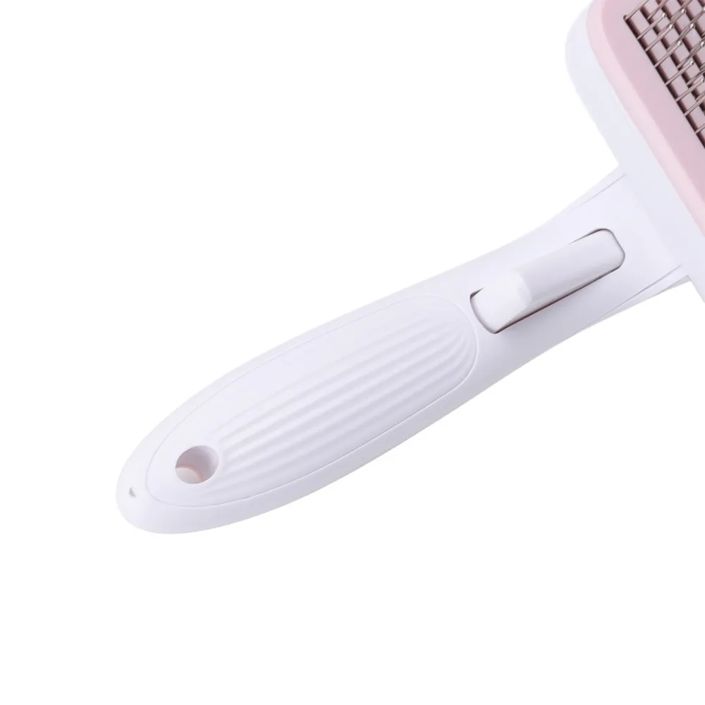 Smooth Metal Pin Pet Hair Brush Ergonomic Grip Dense Pin Layout Cat Floating Hair Comb Smooth Round Tip Light Weight Frame