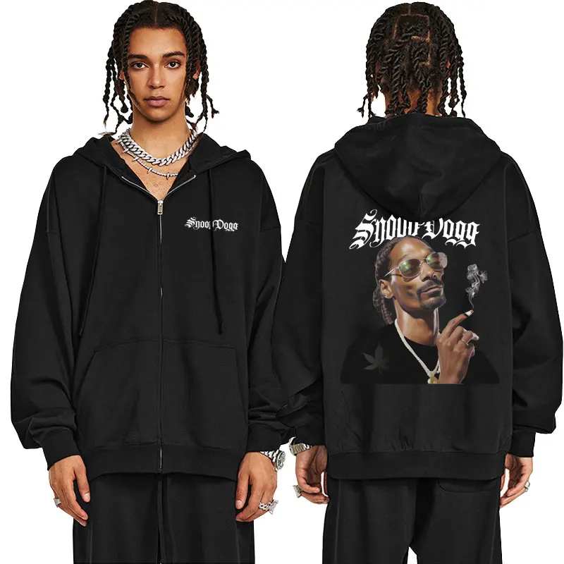 

Rapper Snoop Dogg Graphic Zipper Hoodie Men Women Hip Hop Oversized Zip Up Jacket Men's Casual Fleece Vintage Zip Up Sweatshirt