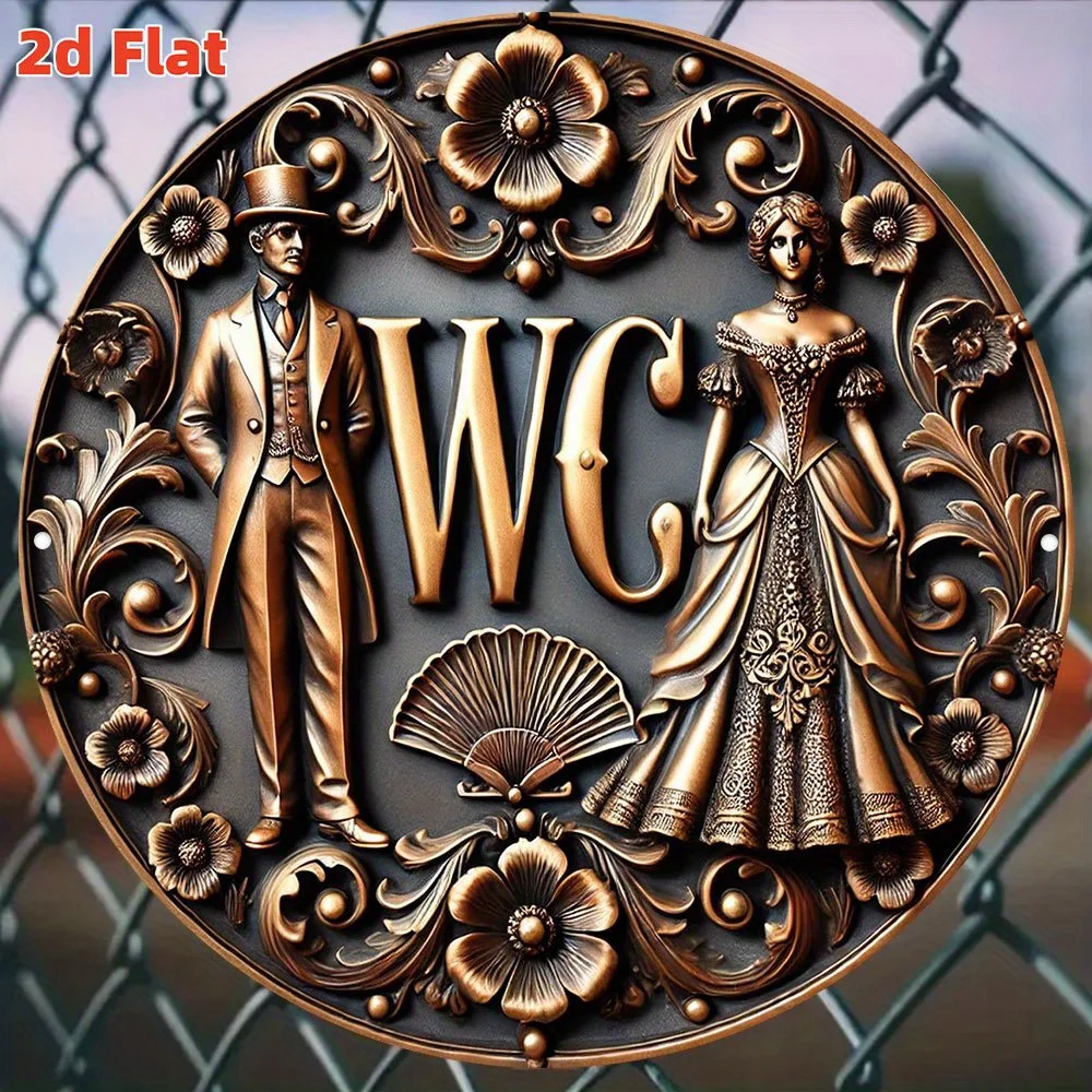 Vintage Round Aluminum Wall Art 7.79x7.79 Inch Waterproof Durable Metal Sign Floral Decor For Home Cafe Bar Garage