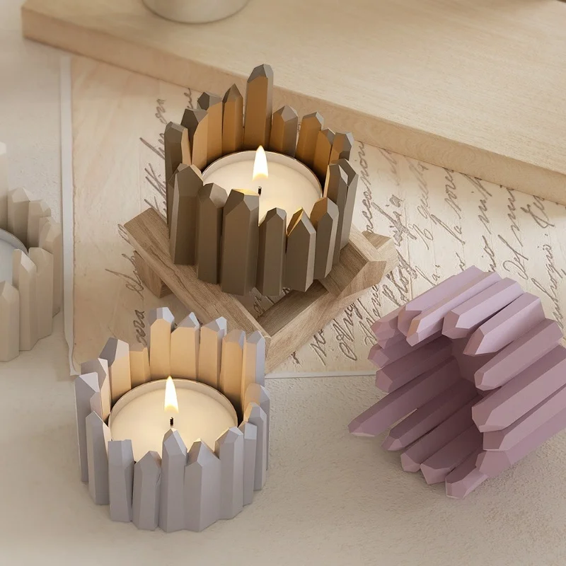 DIY Crystal Cluster Candle Holder Silicone Mold Aromatherapy Gypsum Candle Ornaments Resin Epoxy Mold Home Decoration Storage