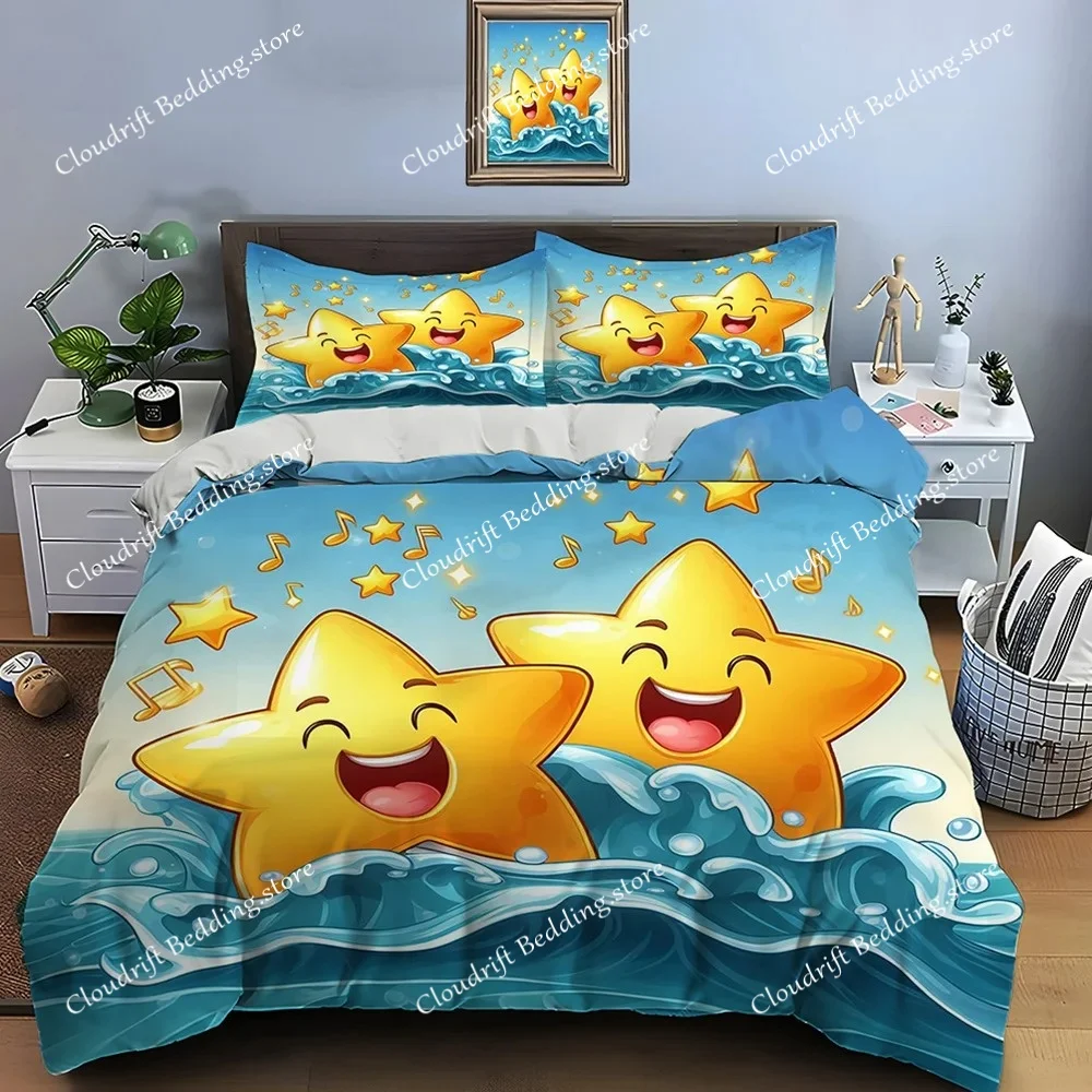 

Cute Cartoon Stars Print Bedding Set Adult and Kids Bedding Set Luxury Children's Gifts Home Textileextile Luxury Gift
