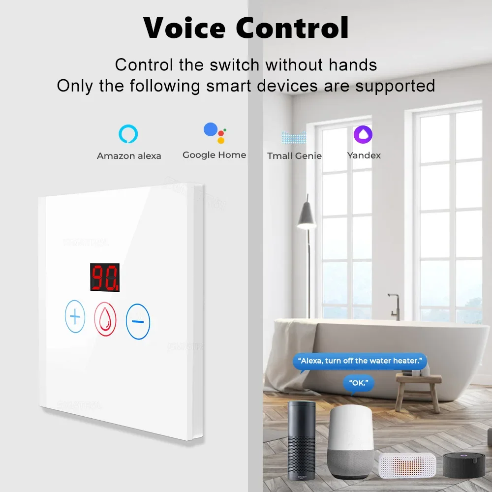 Tuya EU US WiFi Smart Water Heater Boiler Switch With Power Monitor Smart Life Control Switch Works With Alexa Alice Google Home