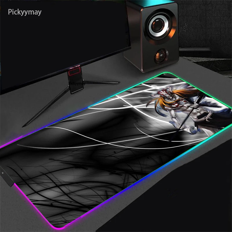 Imagem -02 - Lixívia Anime Rgb Gaming Mouse Pad Led Luz Grande Tapete do Mouse Mesa Teclado Backlight Mousepad Computador Portátil Gamer Esteiras