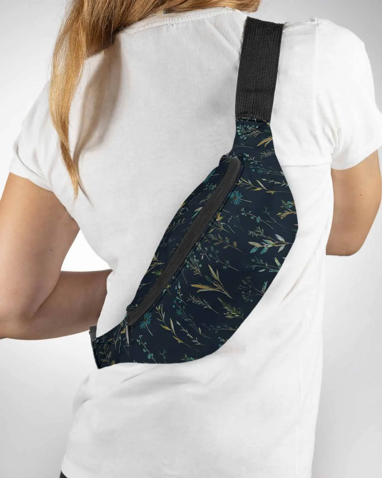 Flowers Leaves Watercolor  Men Women Waist Bag Fanny Pack Phone Belt Bag Wallet Pouch Waterproof Banana Hip Bags