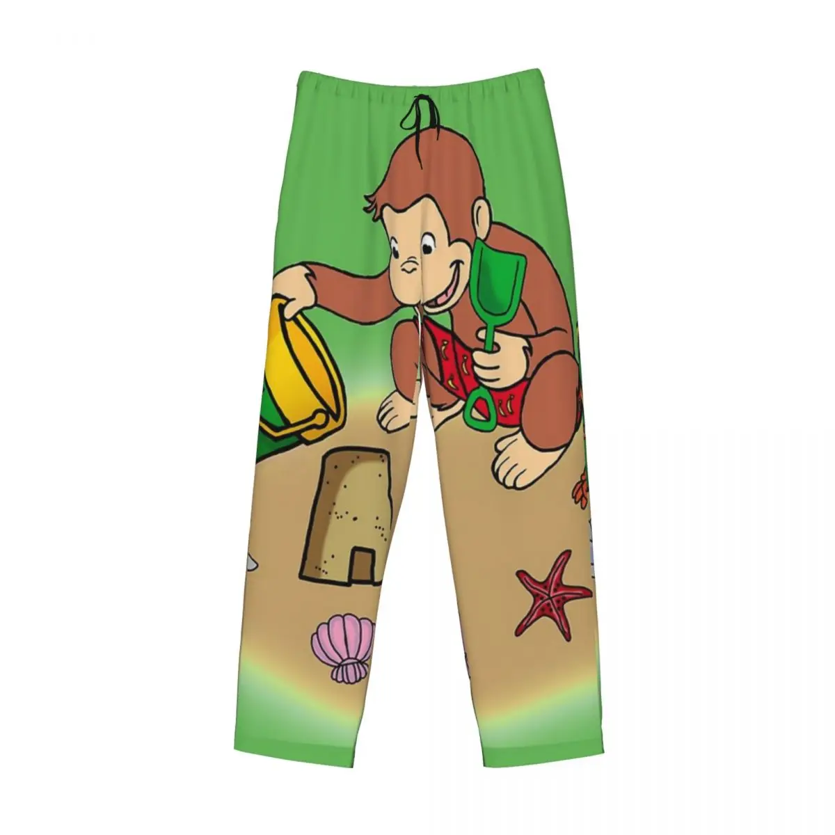 Custom Curious George Summer Pajama Pants Men Sleepwear Sleep Lounge Bottoms with Pockets