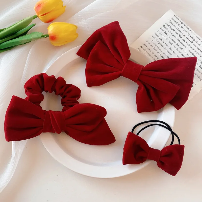 Velvet Bow Hair Clip Elegant Bow Tie Hairpins Vintage Barrettes  For Women Girls Black Wine Red Hairpins Hair Accessories