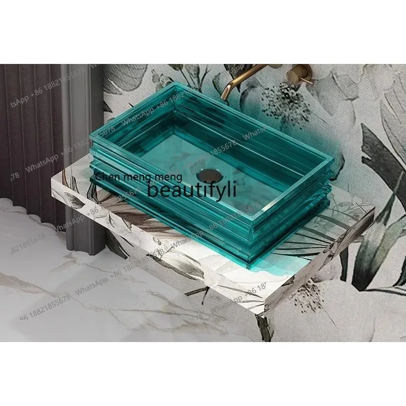 

ss8350 Washbasin, household high-luxury transparent platform basin, modern light luxury style