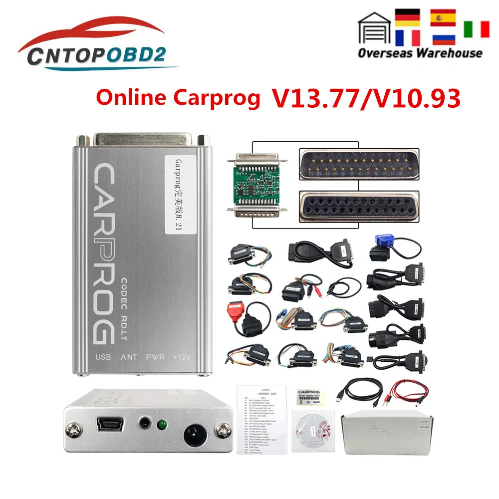 Carprog V13.77 V10.93 Full Set With 21 Adapters With keygen Online Programmer For Airbag/Radio/Dash/IMMO/ECU Auto Repair Tool