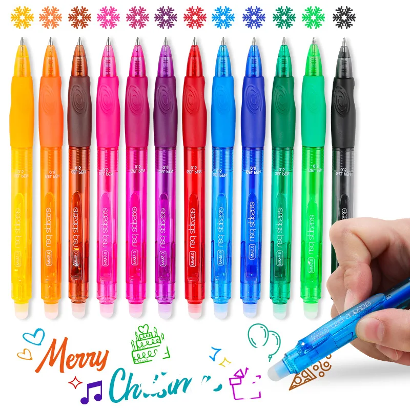 1Pc 0.5mm Press Type Erasable Gel Ink Pen Smooth Waterproof Writing Pens School Office Stationery Supplies for Notebook Note