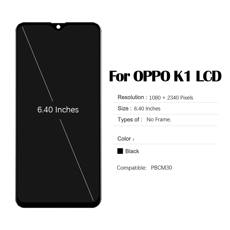 LCD Screen for 6.40 inches OPPO K1 PBCM30 LCD Touch Screen Digitizer Assembly with Repair Tool and Glue for k5/realme xt/recno z