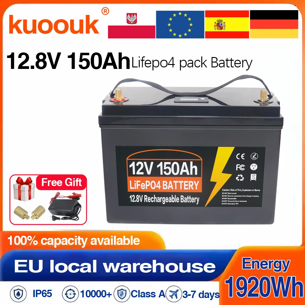 Lifepo4 12V 350Ah 150Ah Batterie mit integriertem 100A BMS und Kälteschutz für Wechselrichter, Wohnmobile, Solaranlagen, Boote und den Heimgebrauch