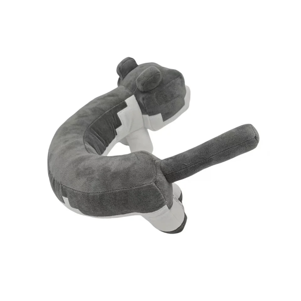 Boneca de gato de pelúcia em forma de U cinza para presente infantil