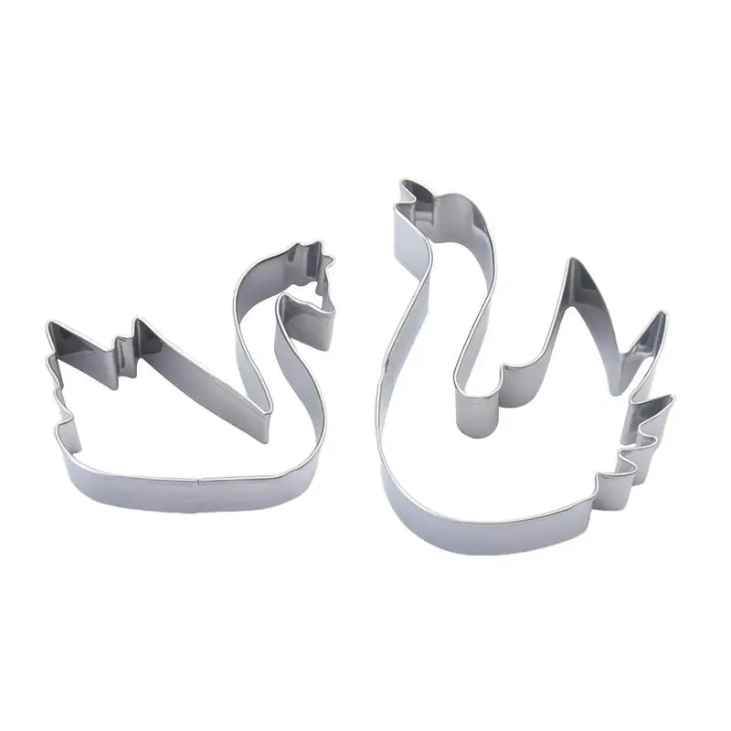 Stainless Steel Cookie Mold 2X Swan Shaped Cookie Cutter Set 3D Baking Tools Cookie Embossing Molds Animal Cracker Cookie