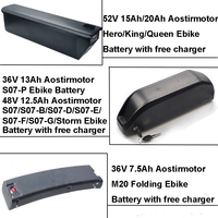 Electric Bike Battery 48V 13Ah 52V 15Ah 20Ah Lithium Battery for Aostirmotor Hero King Queen S07 Storm M20 Ebike