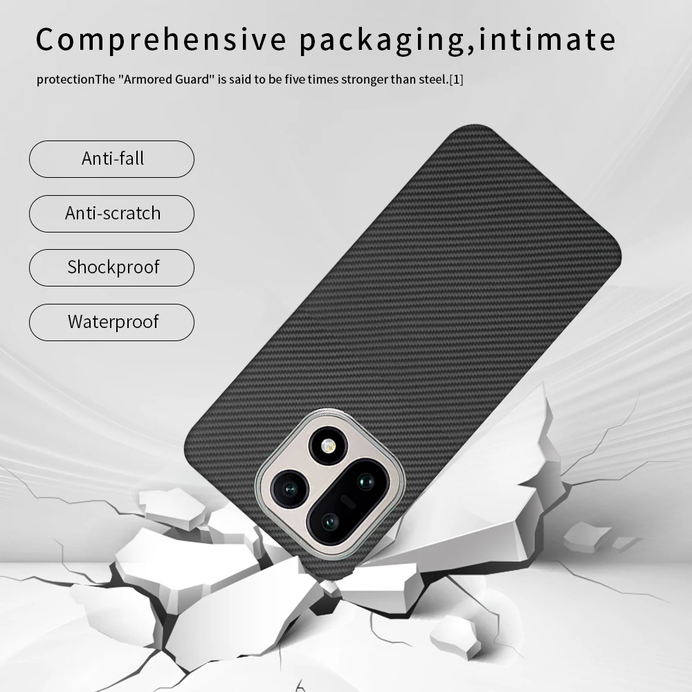 Etui na One Plus 15/15R/15T, włókno węglowe 600D Kevlar Aramid, cienka, twarda obudowa, magnetyczna, czarna, smukła, lekka, czerwona. — zdjęcie produktu 4
