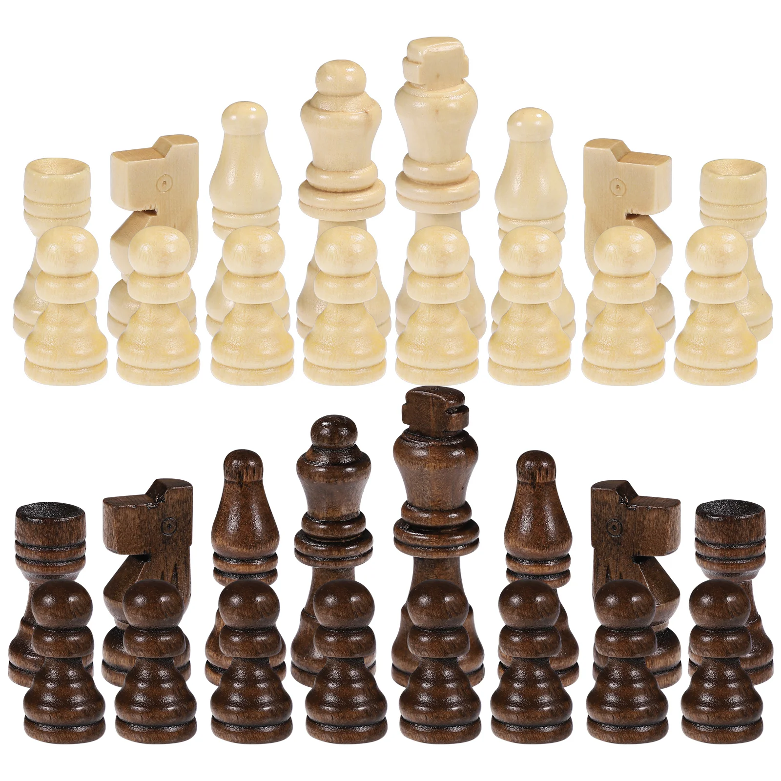 NUOBESTY 32pcs Wooden Chess Pieces 25 Inch Chess Game Pawns Figurine Pieces (Chess Pieces Only) Chess Figurine Pieces