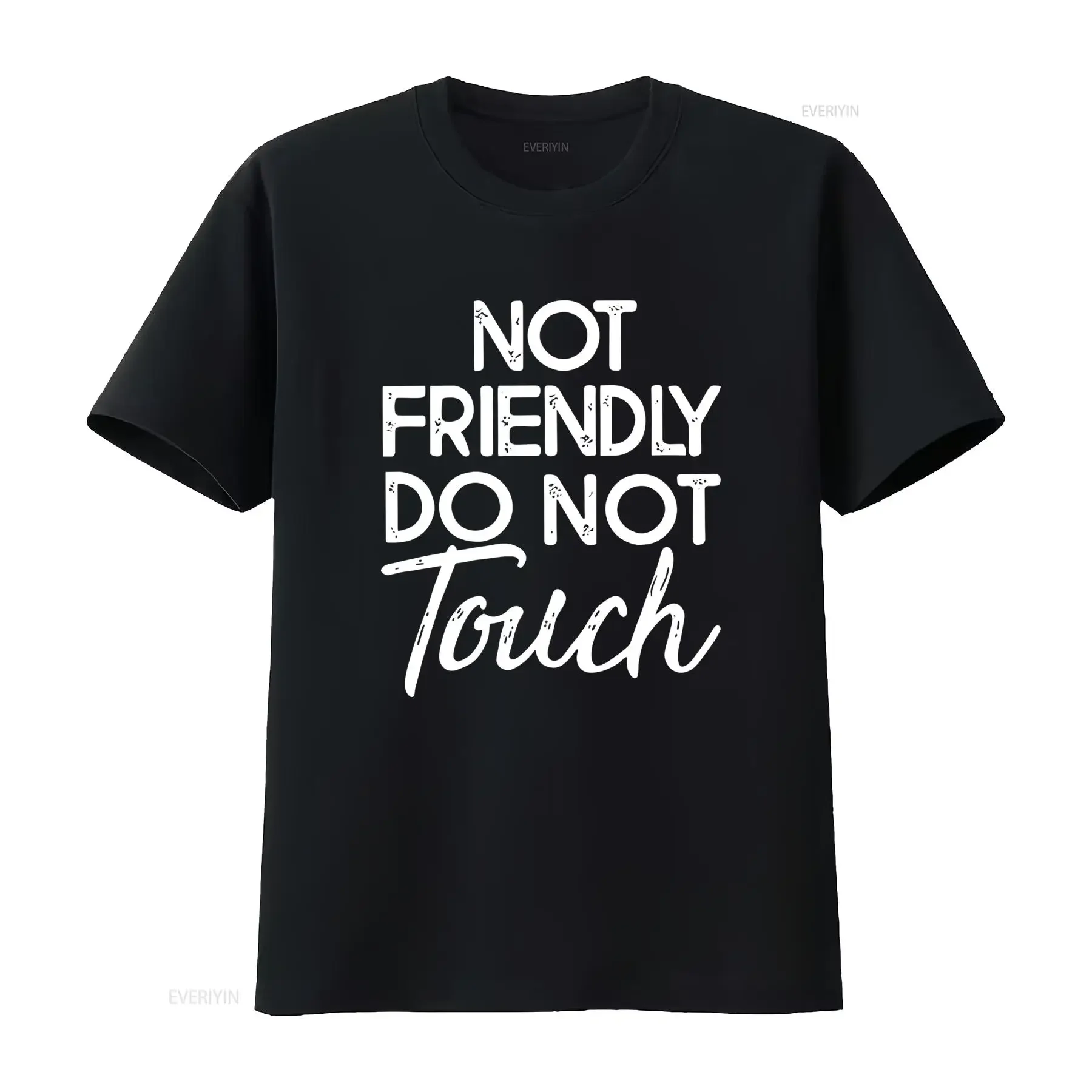 Niet Vriendelijk Aanraken T shirt Sarcasme Grappige Humor Trendy voor Volwassenen Dames Borduurwerk vintage Washed
