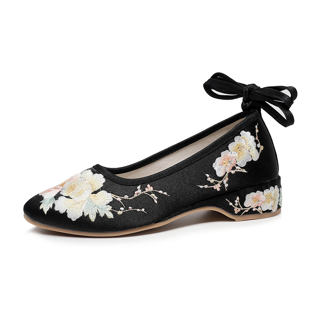 Veowalk Long Ankle Strap Summer Women Gauze Mesh Embroidered Ballet Flats Breathable Comfortable Walking Shoes for Elegant Lady