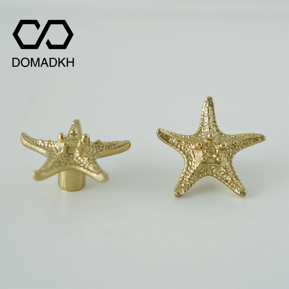 Starfish Brass Cabinet Knobs Beach Theme Drawer Pulls Dresser Knobs Nautical Furniture Pulls Nightstand Handles Kitchen Hardware