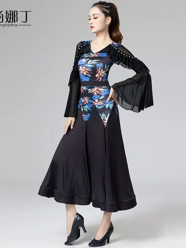 Modern Dance Dress For Women New National Standard Waltz Dance Costume Ballroom Dance Performing A Large Swing Dress