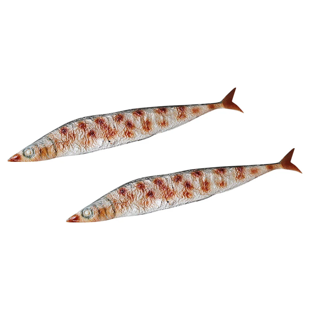 2 Pcs Simulated Realistic Food Models PVC Material Pretend Play Artificial Fish Meat Props for Photo Decor