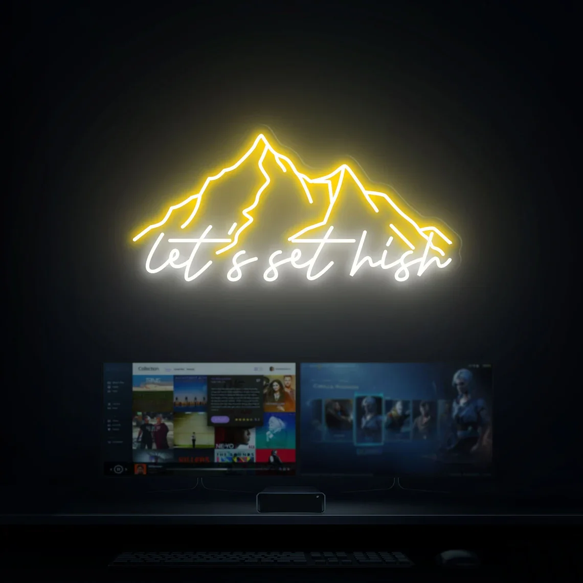 

Mountain Neon Sign Let's Set High Neon Sign Hiking Neon Sign Art Wall Decor Office Home Decor Gifts