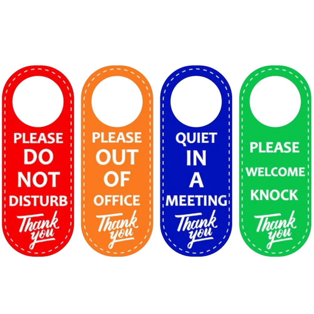 

4Pcs Do Not Disturb Door Signs Double-Sided Please Knock Bedroom Hotel Office Door Hanger Sign Indicator The Office Sign