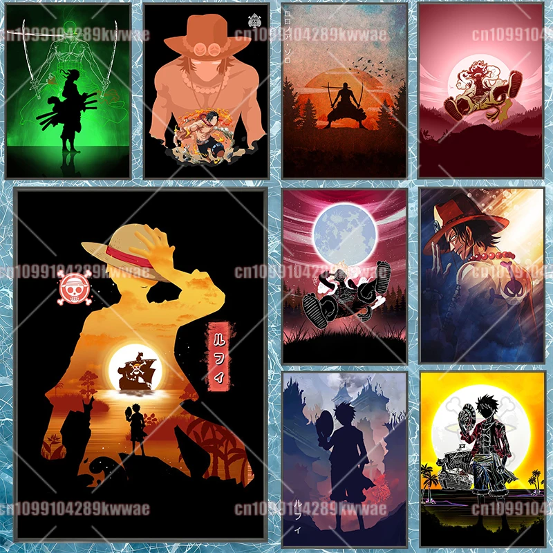 

Anime HD One Piece Monkey D Luffy Straw Hat Members Poster Painting Art Children's Birthday Gift Wall Art Home Decoration