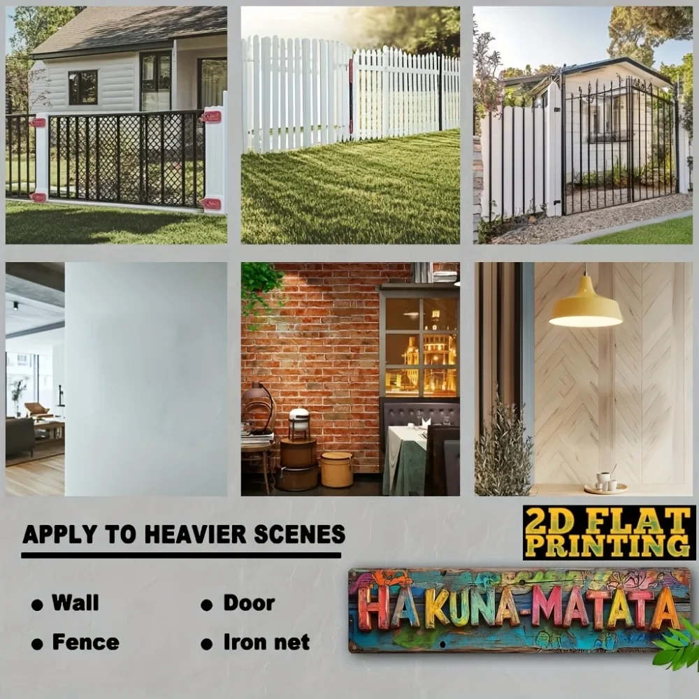 لافتة معدنية عتيقة "Hakuna-Matata" - ديكور كرتوني ملون مقاس 4 × 16 بوصة، فن جداري لمطعم المنزل والمقهى