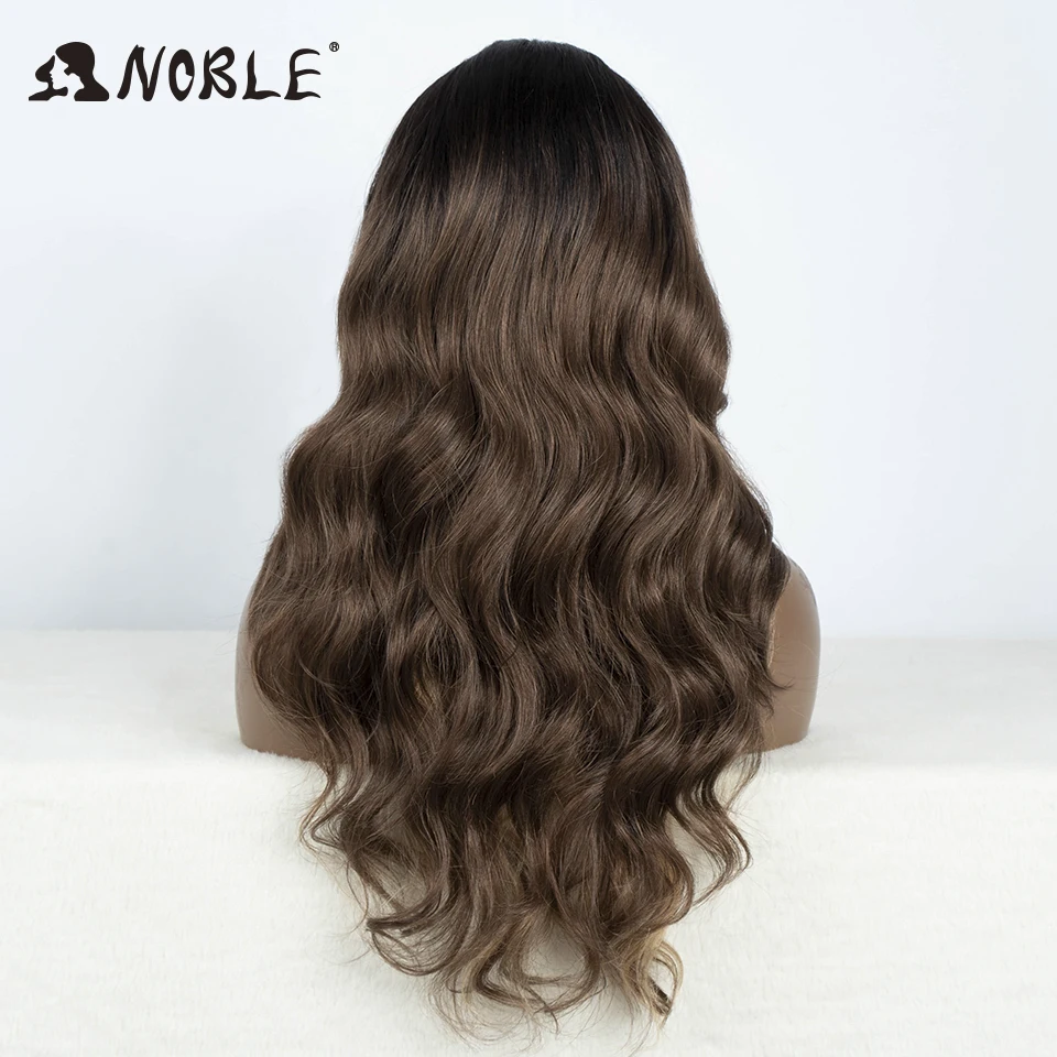 Edle Lace-Front-Perücke, synthetisch, 28 Zoll, mit honigbraunen Highlights, gewellte Perücke, blonde Perücken für Damen, Lace-Perücke, synthetische Lace-Front-Perücke. – Detail 4